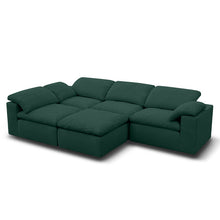 Kumo Corner Sofa with Ottoman – 4-Seater, Layout B – Green