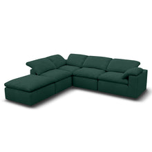 Kumo Corner Sofa with Ottoman – 4-Seater, Layout C – Green