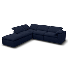 Kumo Corner Sofa with Ottoman – 4-Seater, Layout C – Blue