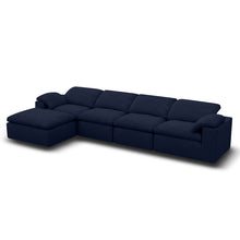 Kumo Modular Sofa – 4-Seater with Ottoman – Blue
